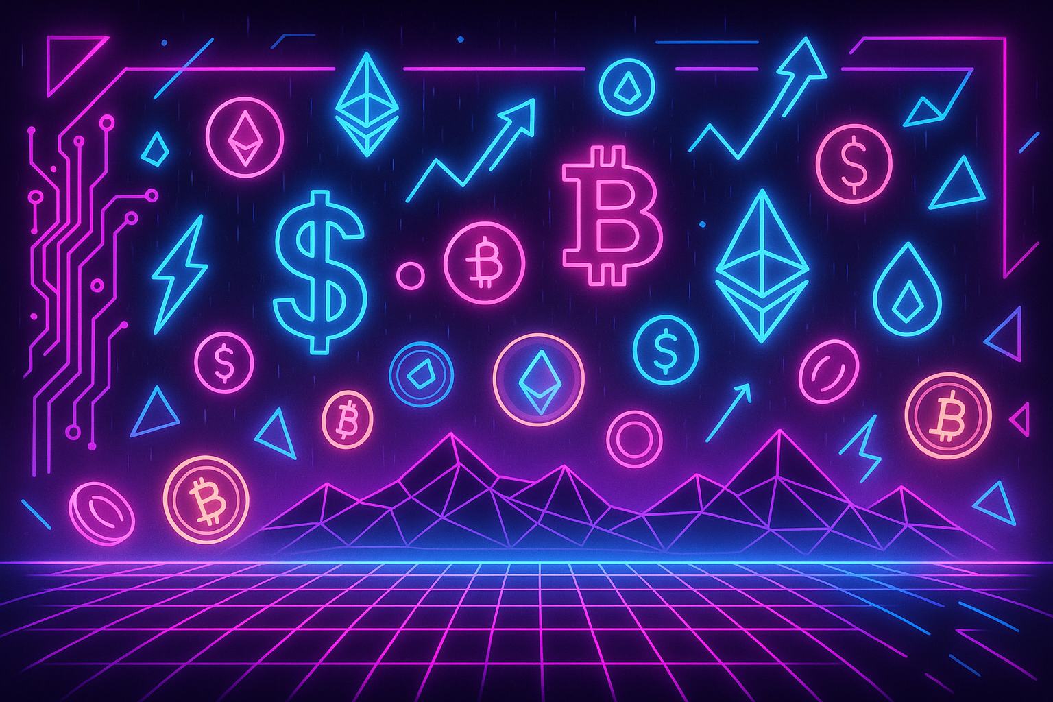 A good neon 80's styled background good for where i put all my passive income apps so put neon money signs, crypto signs, and such making it mesh well with the theme of my site
